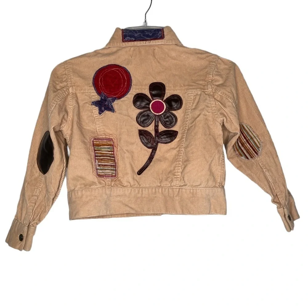 The Children's Place Beige Corduroy Jacket Love Hippie Embroidered Sz M